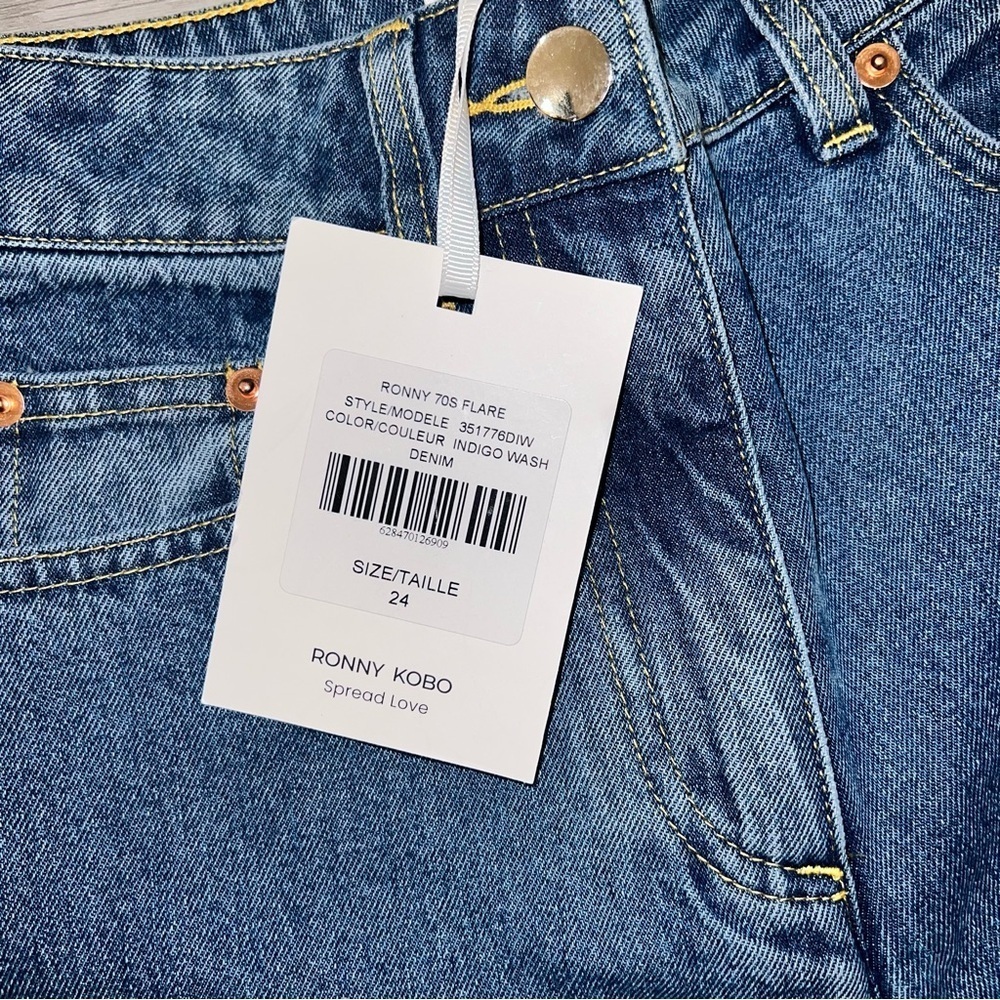 New Ronny Kobo Womens 70’s Flare Jeans Size 24 Indigo - Picture 9 of 10